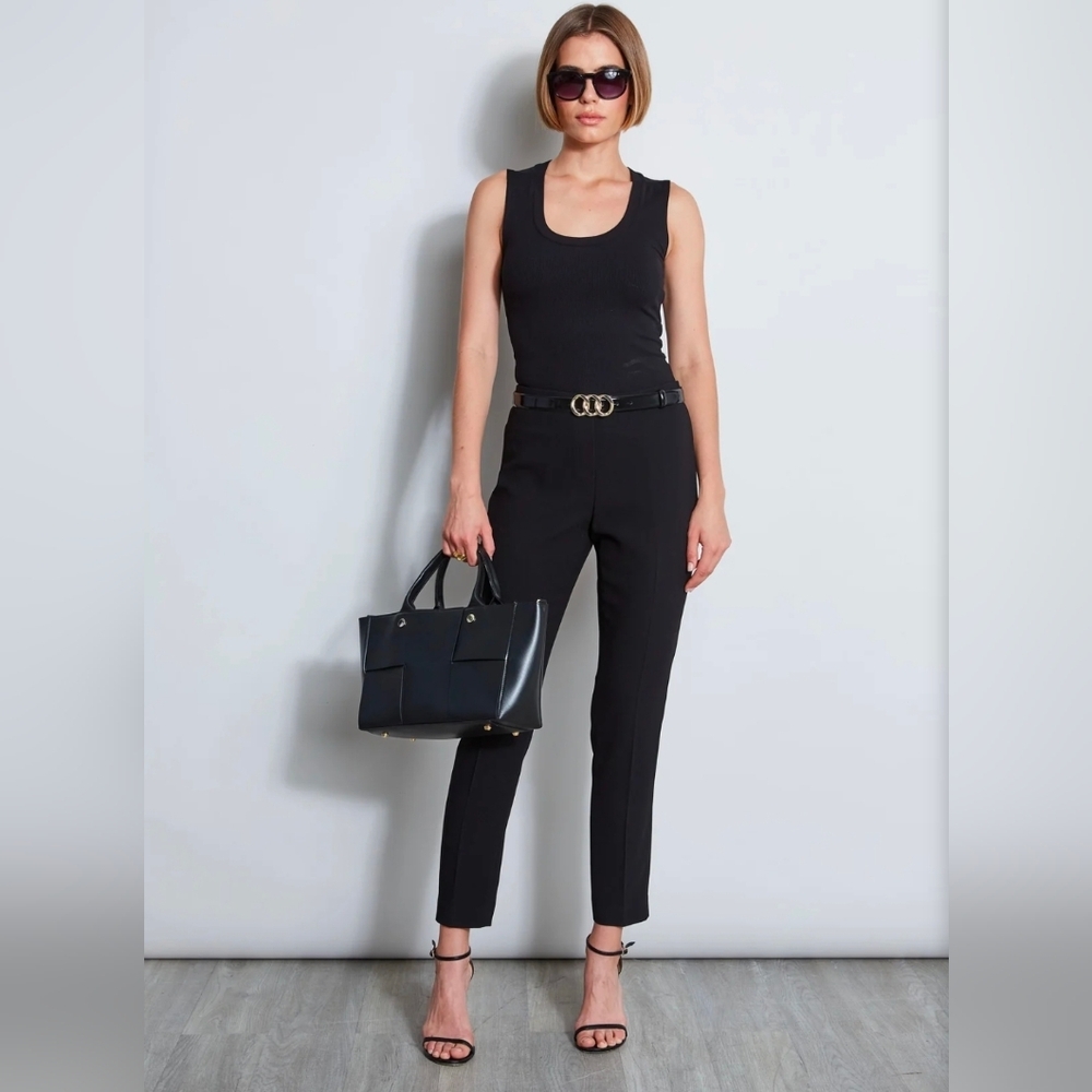 ❤️ ELIE TAHARI HIGH RISE SLIM FIT CREPE PANTS /TROUSERS, BLACK, 2 (26) - Picture 2 of 15